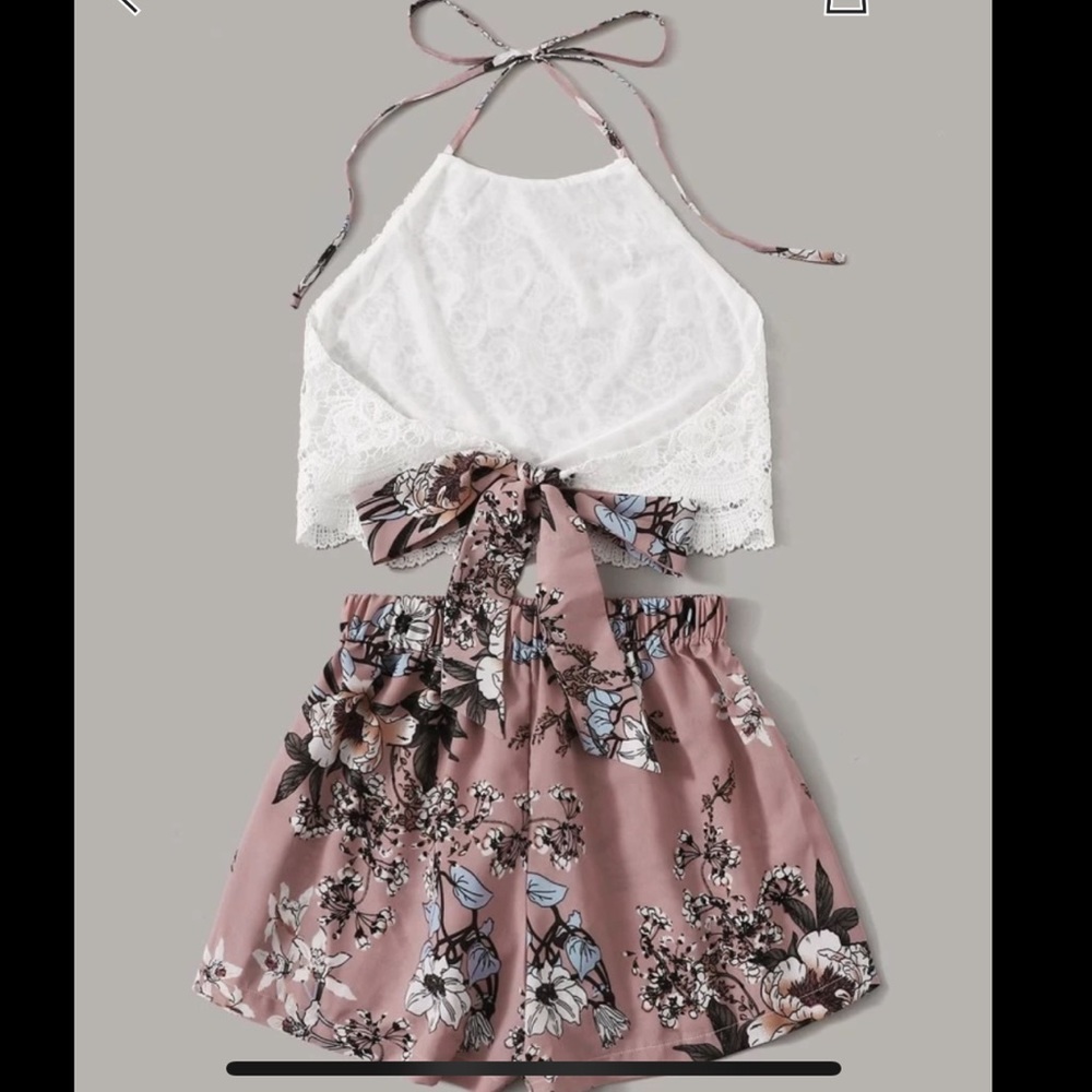 White and Pink Two Piece Set